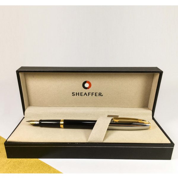 Sheaffer Sagaris GlossBlack ,Chrome cap with Gold Plated Trim Fountain Pen. - Image 7