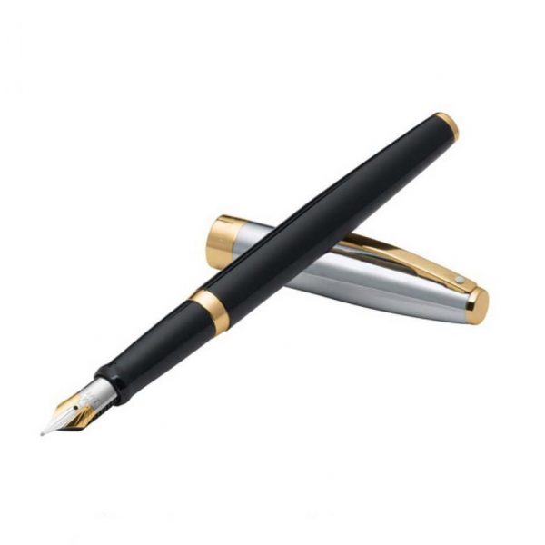 Sheaffer Sagaris GlossBlack ,Chrome cap with Gold Plated Trim Fountain Pen. - Image 3