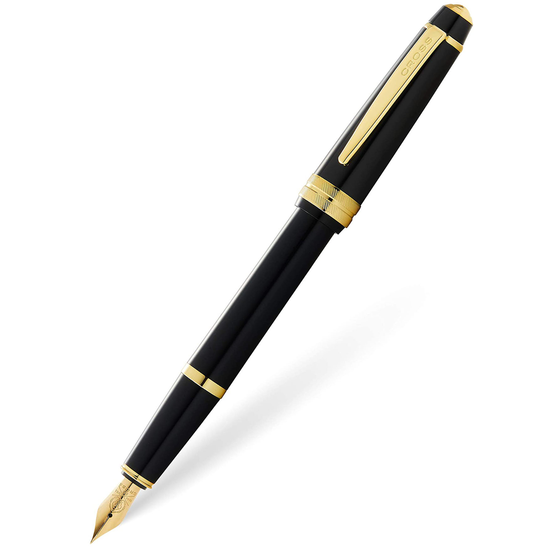 Bailey Light Polished Black Resin and Gold Tone Fountain Pen